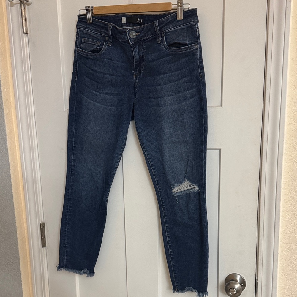 Kut from the Kloth Dark Blue Distressed Ankle Jeans